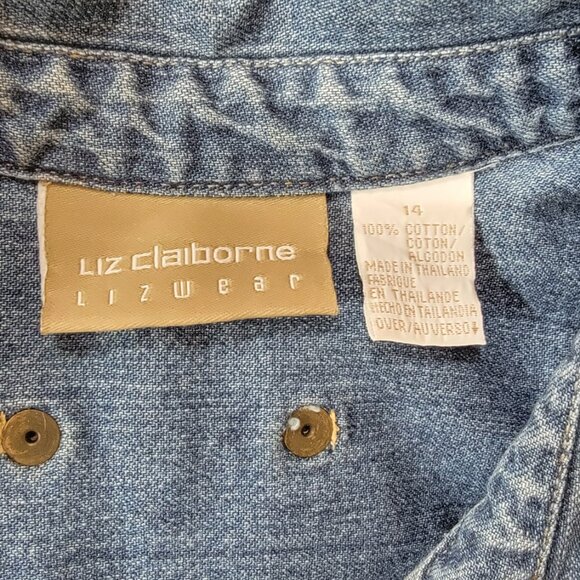 Liz Claiborne Denim Shirt Dress Size 14 - Picture 5 of 7